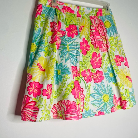 Lilly Pulitzer pleated A-line skirt “Neon Hibiscus" floral print pockets Size 12 - Picture 10 of 16
